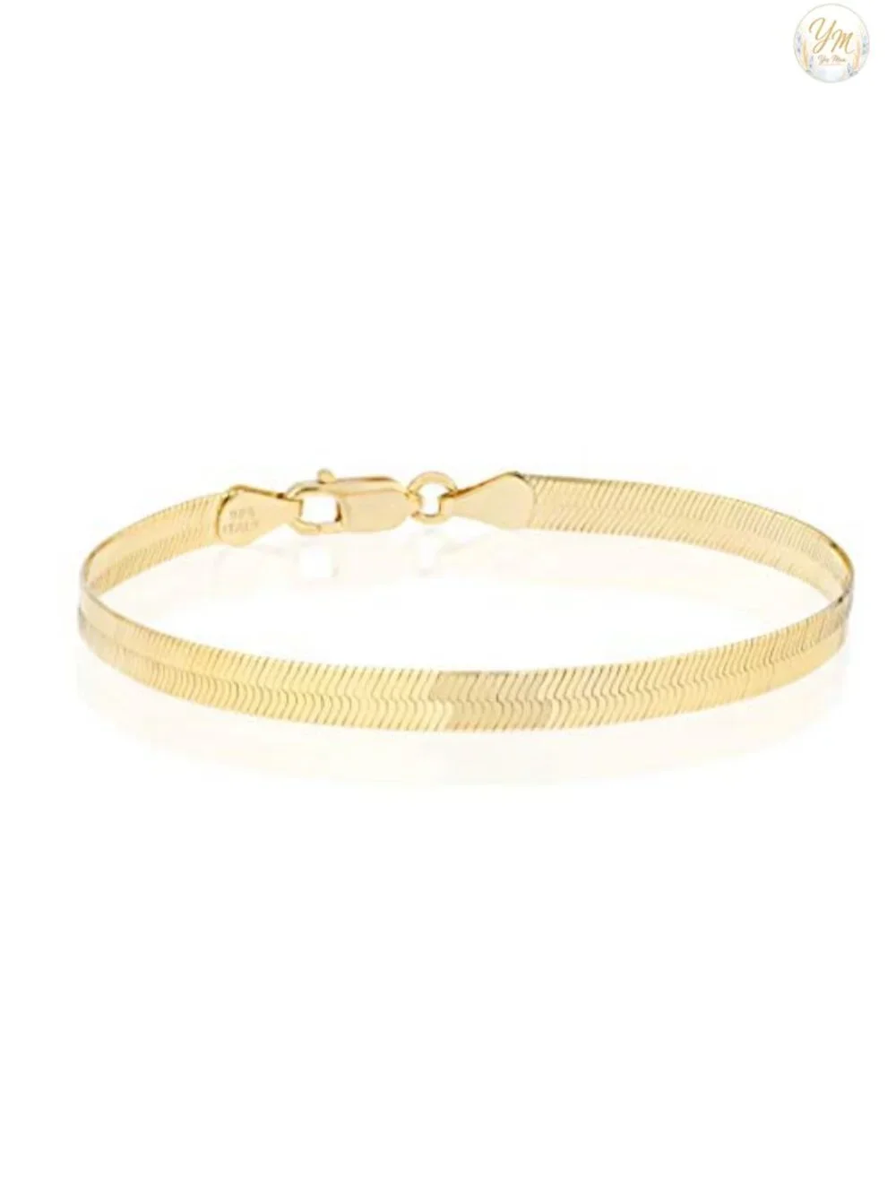 Italian 18K Gold Plated 925 Sterling Silver Herringbone Bracelet 4.5mm